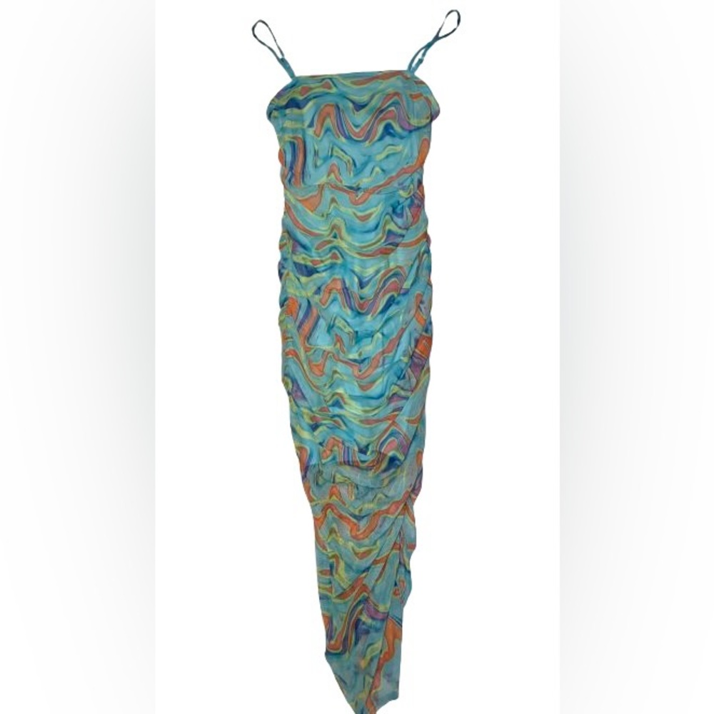 Wild Fable Multicolor Ruched Midi Dress